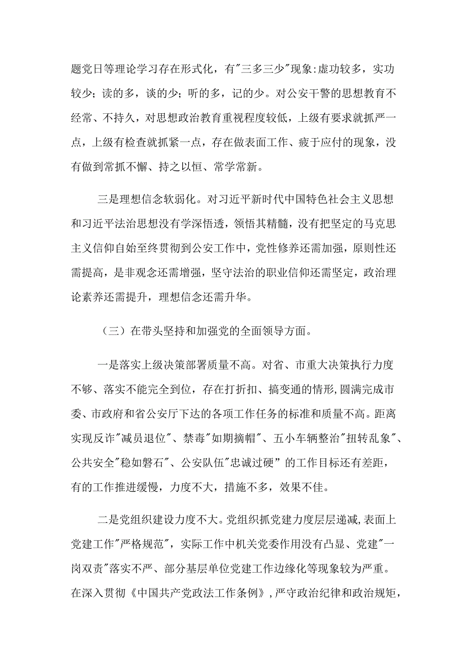 市公安局班子带头对照检查材料_第3页