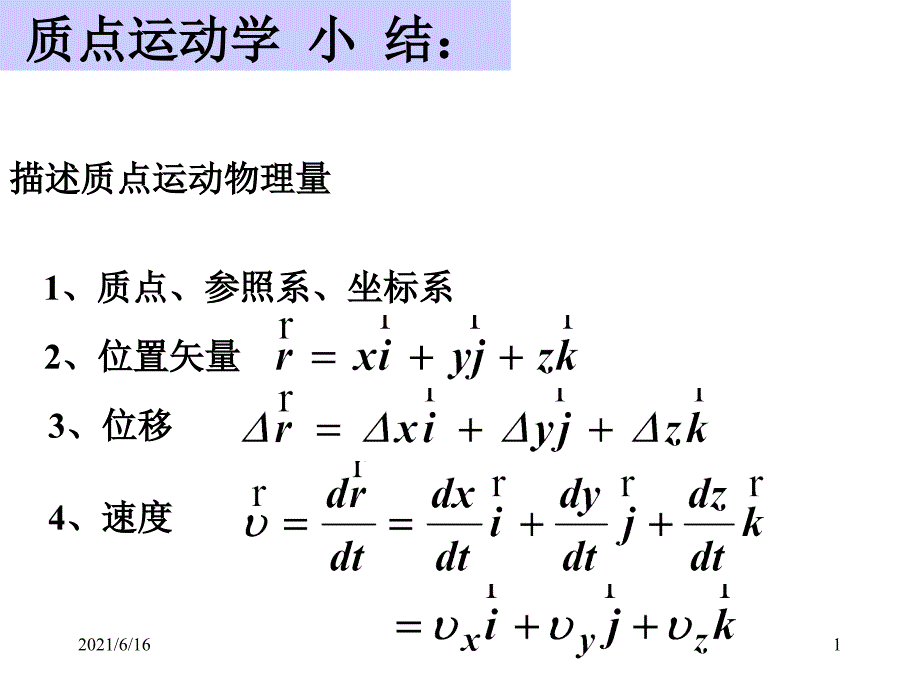 大学物理(上册总结)_第1页