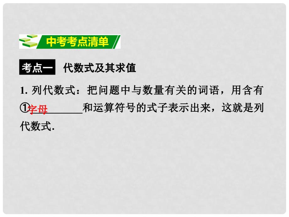 云南中考数学 第一部分 教材知识梳理 第一章 第三节 整式及因式分解课件_第2页