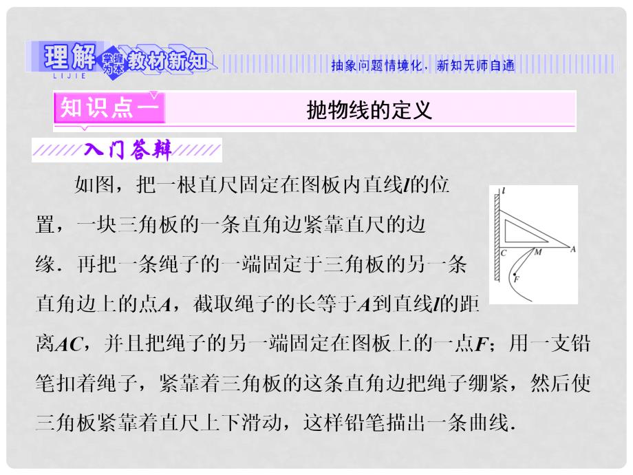 高中数学 第二章 圆锥曲线与方程 2.3 抛物线 2.3.1 抛物线的标准方程课件 新人教B版选修11_第3页