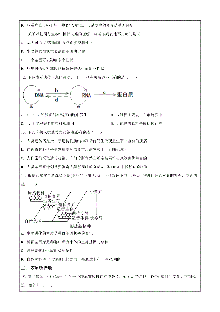 江苏省南京市江宁区2021-2022学年高一下学期期末生物（原卷版）_第3页