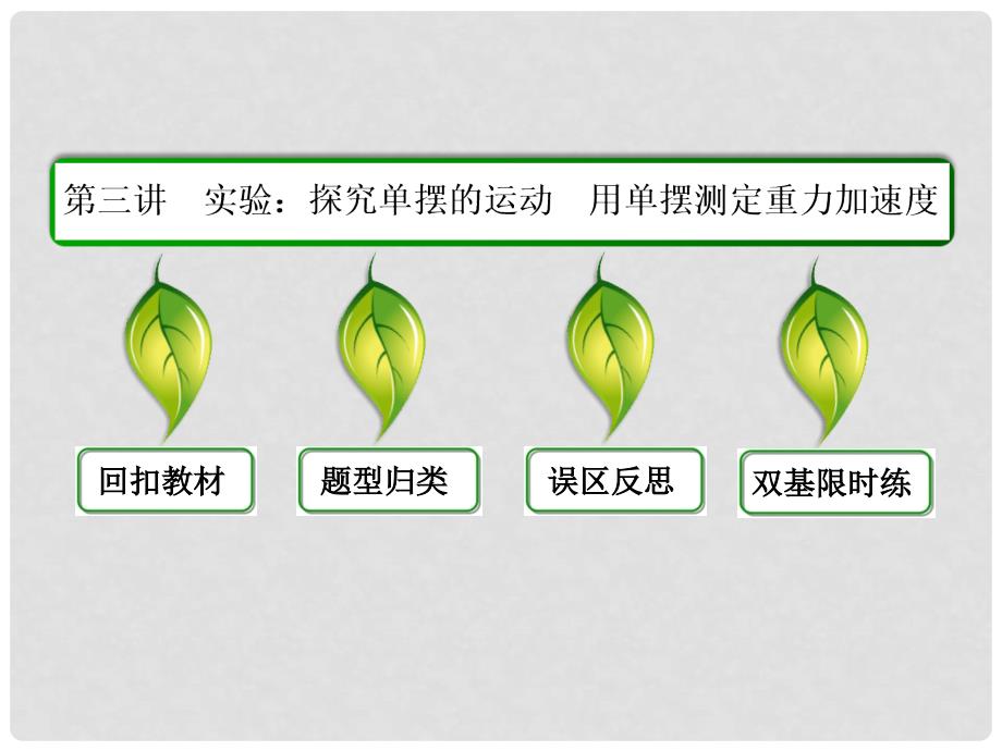 高考物理一轮 第十二章 第3讲 探究单摆的运动 用单摆测定重力加速度课件 新人教版选修34_第3页