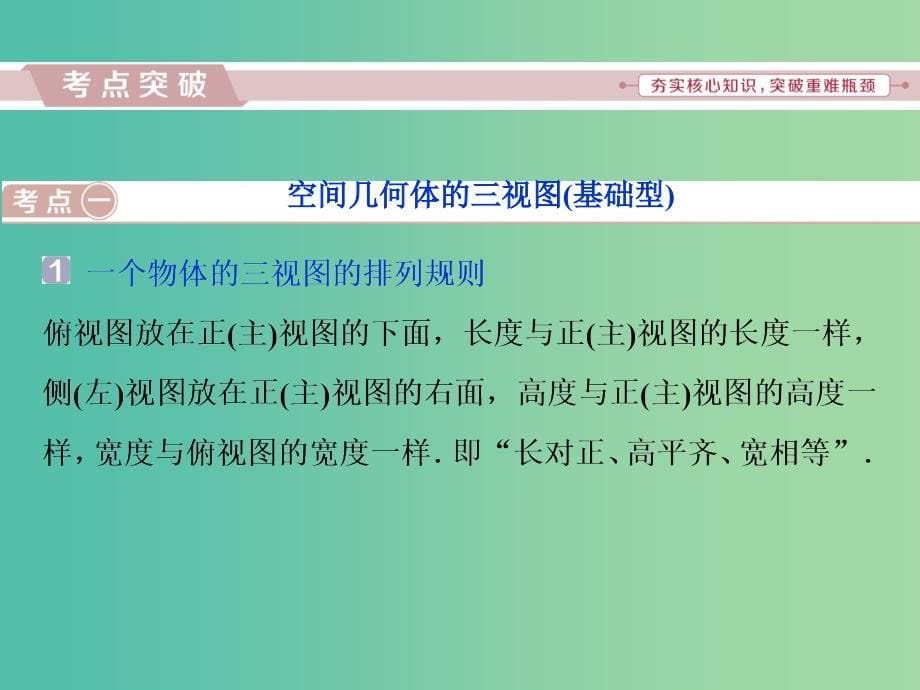 2019届高考数学二轮复习第二部分突破热点分层教学专项二专题四1第1讲空间几何体的三视图表面积与体积课件.ppt_第5页