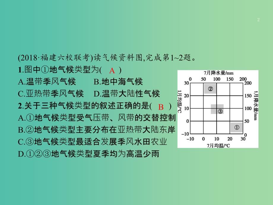 全国通用版2019版高考地理二轮复习专题三大气运动和天气气候第8讲世界主要气候类型和全球气候变化课件.ppt_第2页