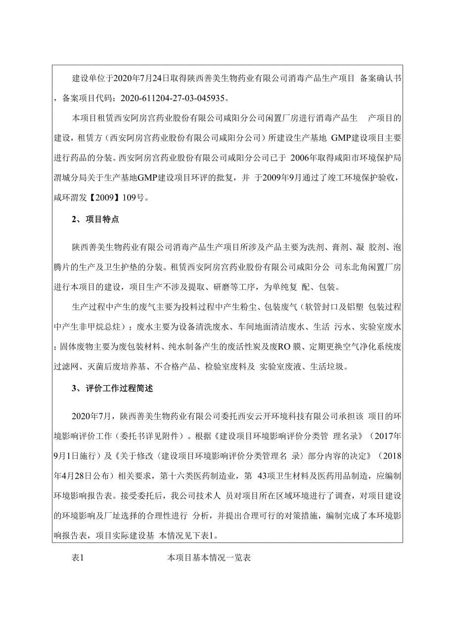 陕西善美生物药业有限公司消毒产品生产项目环评报告书_第5页