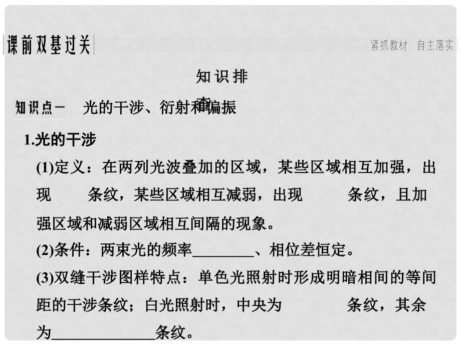 高考物理总复习 选考部分 机械振动 机械波 光 电磁波 相对论简介 基础课4 光的干涉、衍射和偏振 电磁波与相对论课件_第2页