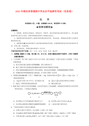 湖北省2023年普通高中学业水平选择性考试（信息卷）化学试题及答案