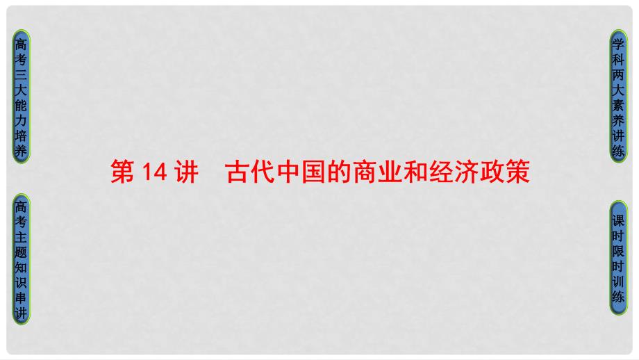 高考历史一轮总复习 第6单元 古代我国经济的基本结构与特点 第14讲 古代中国的商业和经济政策课件 新人教版_第1页