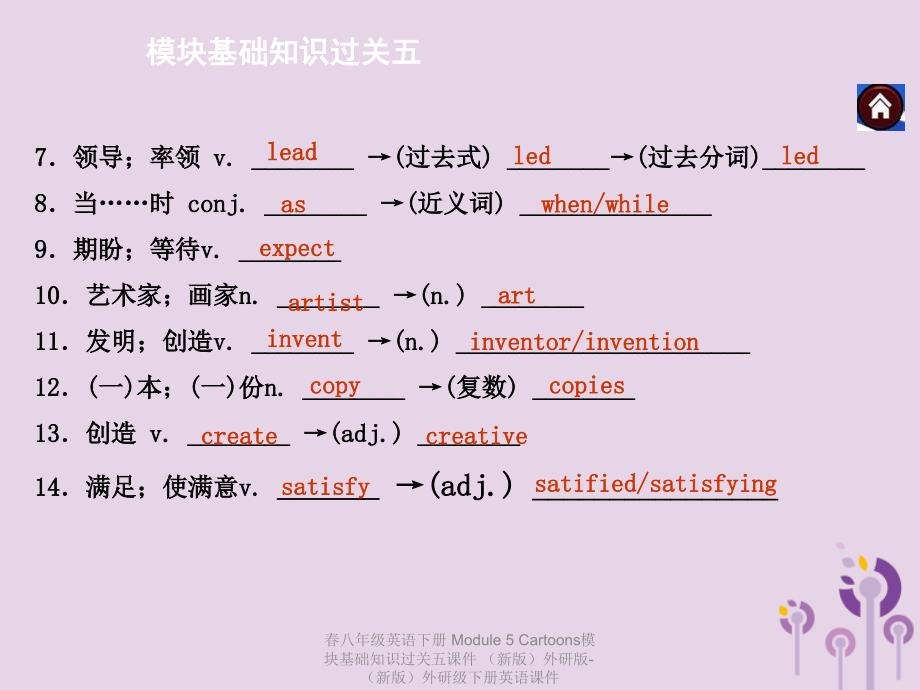 最新八年级英语下册Module5Cartoons模块基础知识过关五课件_第3页