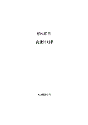 颜料项目商业计划书参考模板