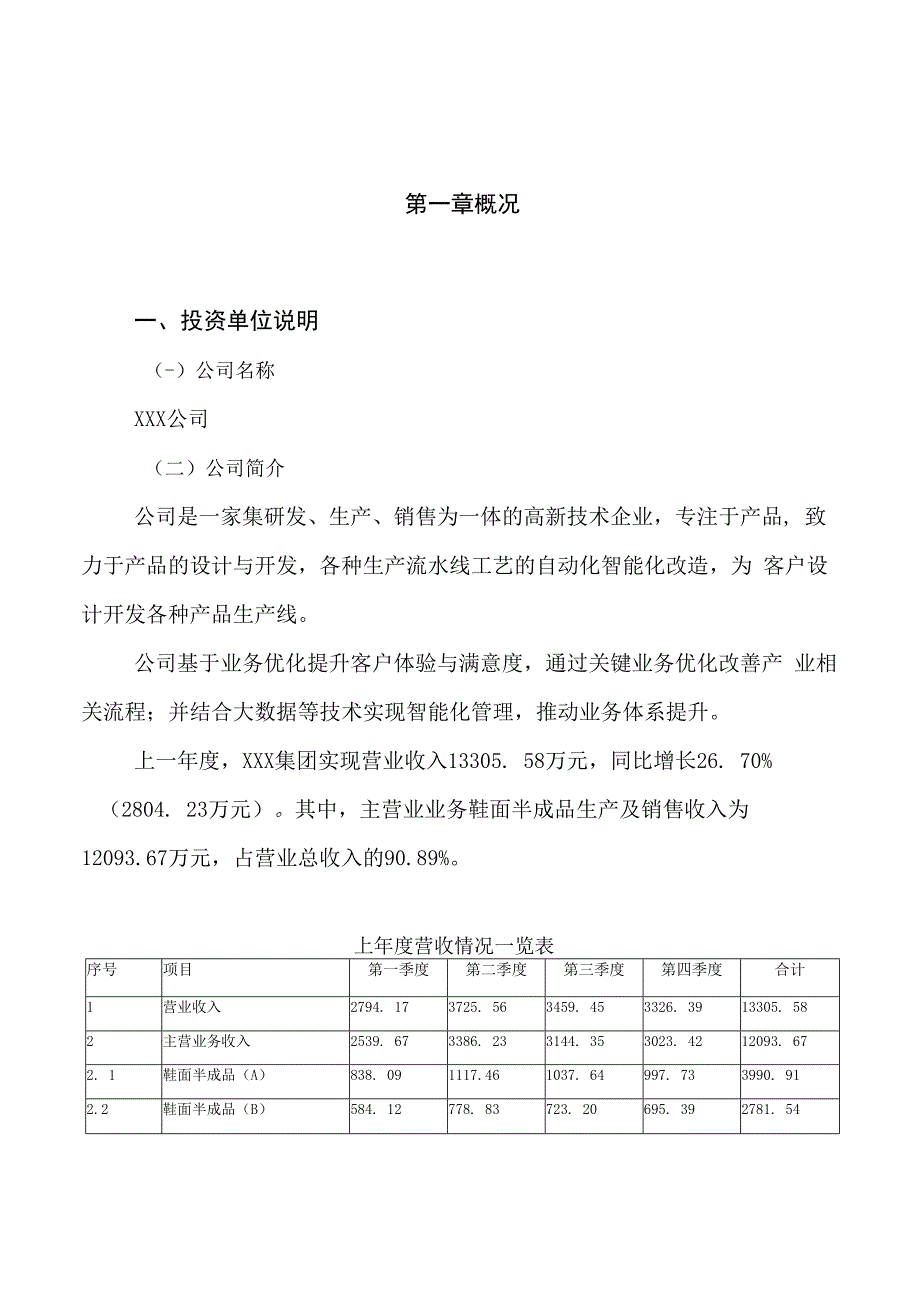 鞋面半成品项目投资方案分析报告_第1页