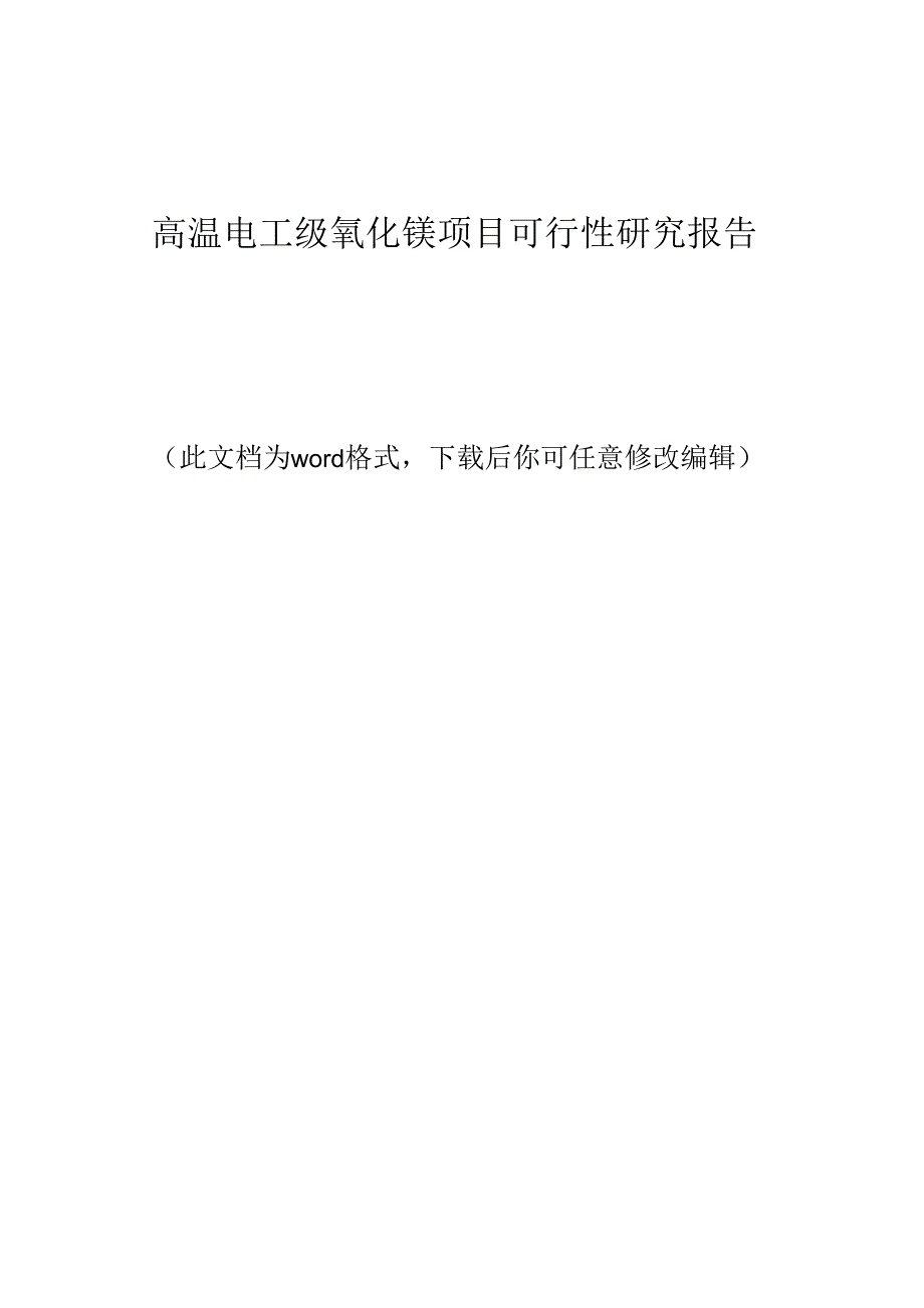 高温电工级氧化镁项目可行性研究报告可行性研究报告_第1页