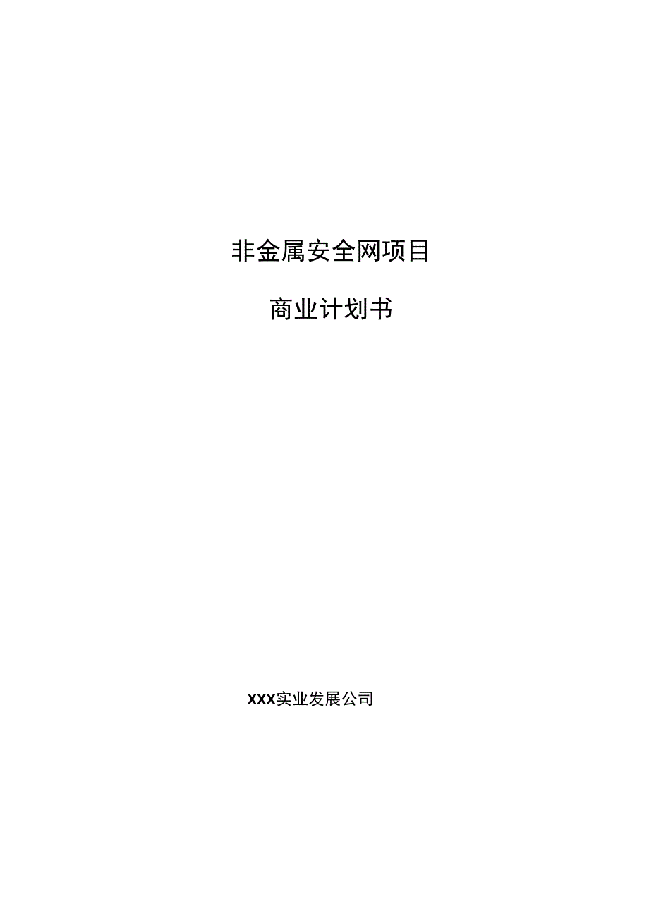 非金属安全网项目商业计划书参考模板_第1页