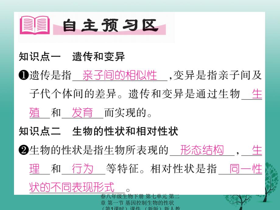 最新八年级生物下册第七单元第二章第一节基因控制生物的性状第1课时_第2页