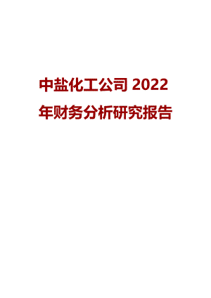 中盐化工公司2022年财务分析研究报告