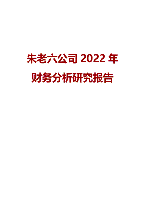 朱老六公司2022年财务分析研究报告