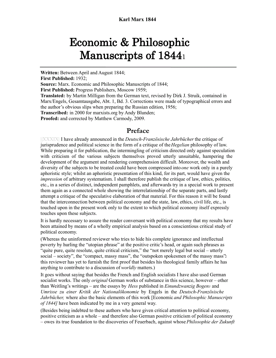 马克思 1844年经济学和哲学手稿_第1页