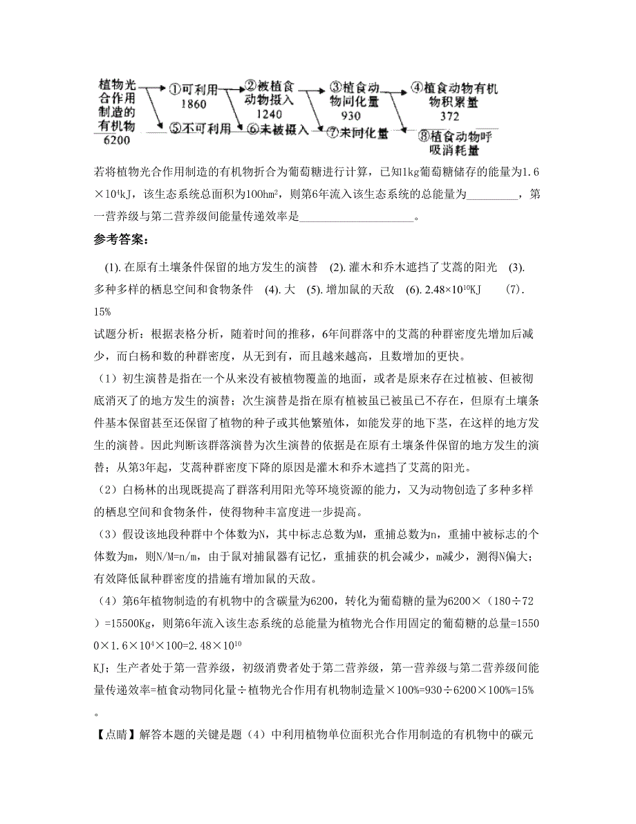 湖南省娄底市明礼实验中学2022年高二生物下学期摸底试题含解析_第4页