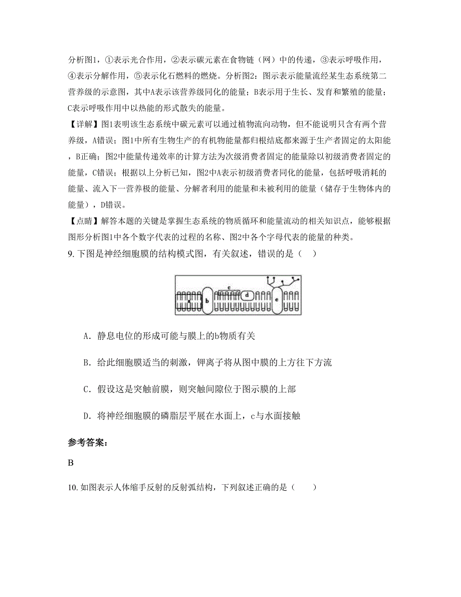 山东省济宁市龙城中学高二生物联考试卷含解析_第4页