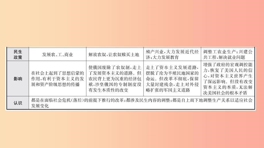 山东省2019中考历史总复习第七部分专题突破专题六中外历史上的重大改革课件.ppt_第5页