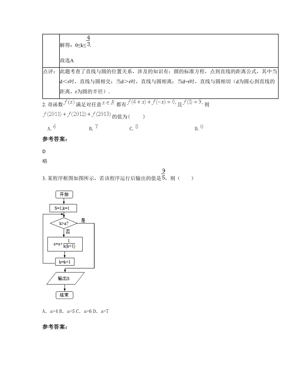 2022年山西省临汾市陡坡中学高三数学理上学期摸底试题含解析_第2页