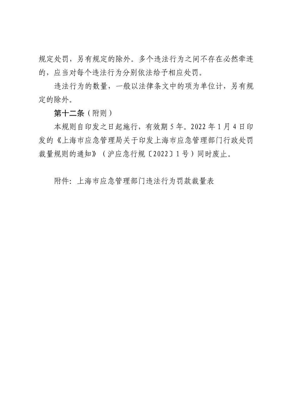 上海市应急管理部门行政处罚裁量规则、上海市应急管理部门违法行为罚款裁量表_第5页