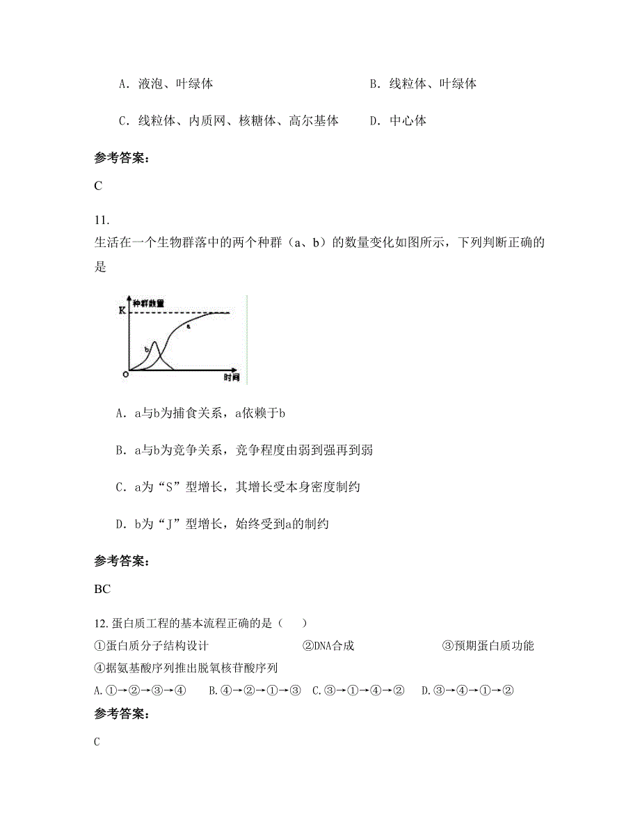 河北省承德市挂兰峪镇中学高二生物下学期摸底试题含解析_第4页