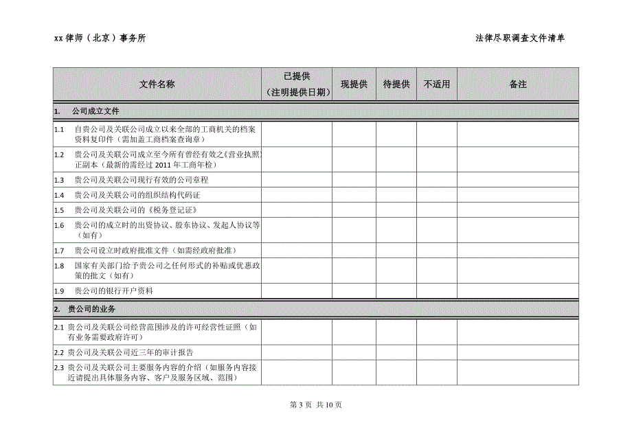 法律尽职调查清单-并购模版_第3页