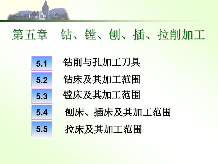 机械制造技术基础第五章钻、镗、刨、插、拉削加工的知识_第1页