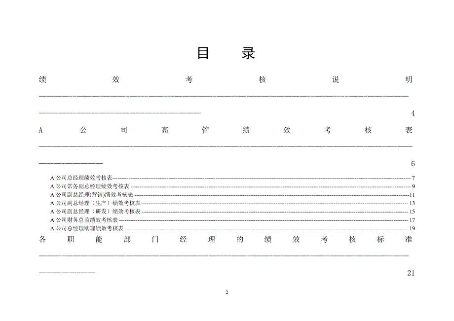 公司中高管绩效考核标准表汇总10437_第2页
