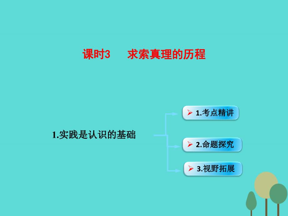 （全国通用Ⅱ）高考政治一轮复习 考点专题 模块4 单元14 课时3 求索真理的历程 考点一 实践是认识的基础课件_第1页