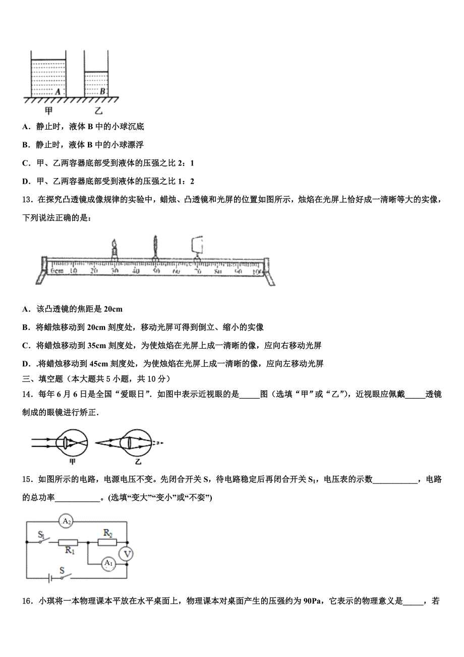 2024届江苏省海安县城南实验中学中考适应性考试物理试题含解析_第4页