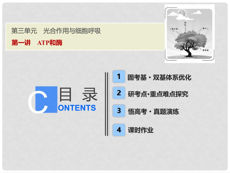 高考生物一轮复习 第三单元 光合作用与细胞呼吸 第一讲 ATP和酶课件 苏教版_第1页