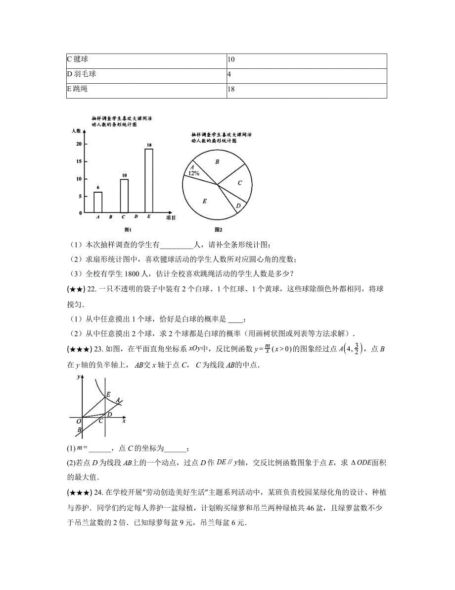 2022-2023学年江苏省苏州市苏州工业园区西安交通大学苏州附属初级中学九年级下学期3月月考数学试卷(word版)_第5页