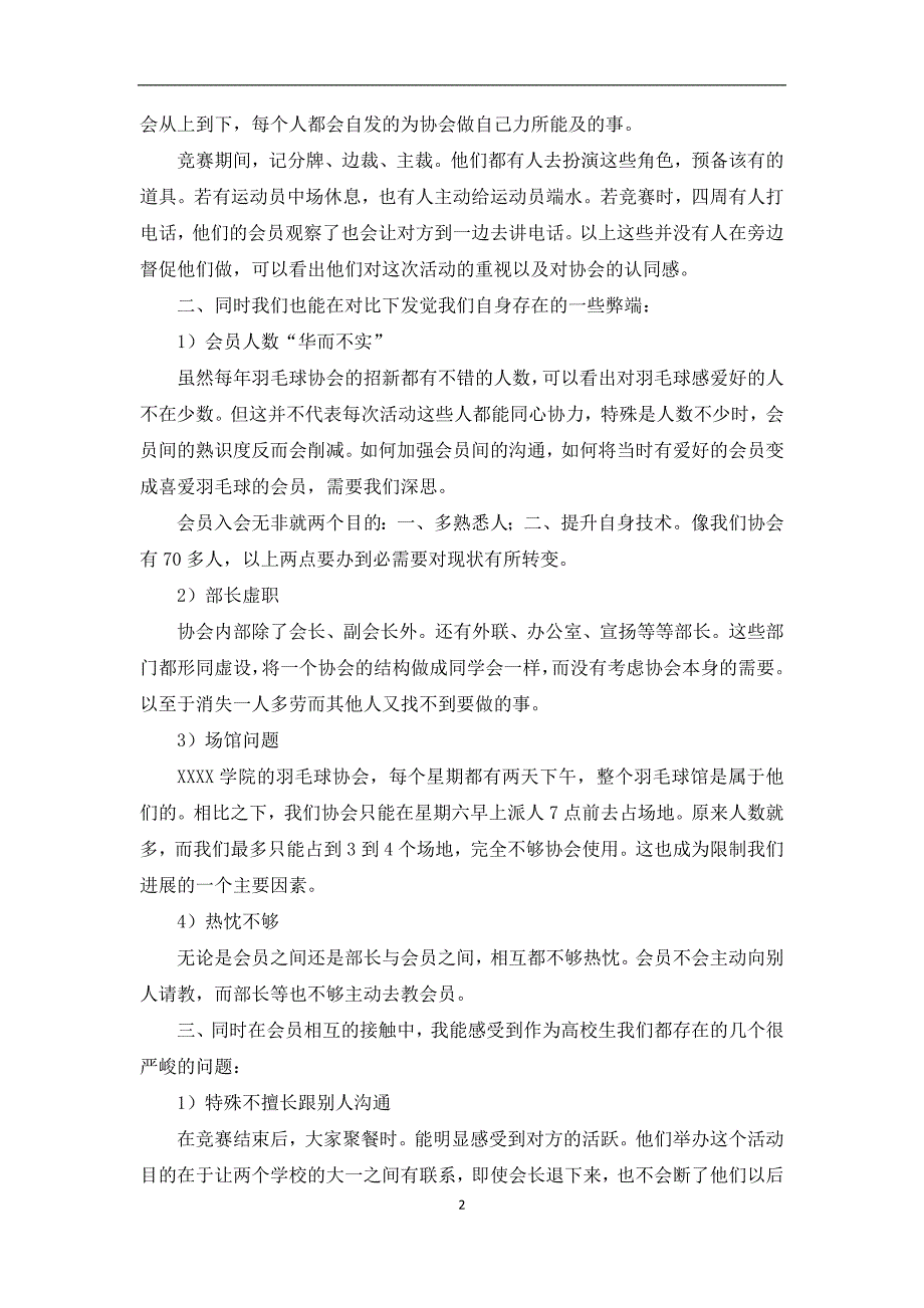 与学院进行羽毛球交流赛的总结_第2页