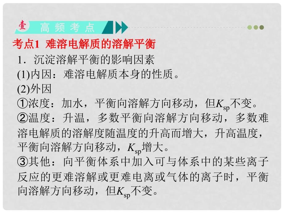 高中化学一轮总复习 第8章 第27讲 难溶电解质的溶解平衡课件 新人教版_第3页