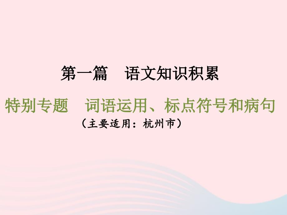 浙江省中考语文第一篇语文知识积累特别专题词语运用标点符号和蹭复习课件_第1页