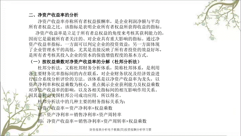 财务报表分析电子教案四投资报酬分析学习要课件_第3页