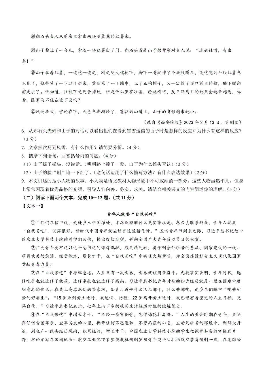 2023年河南省濮阳市南乐县中考三模语文试题（含答案）_第4页