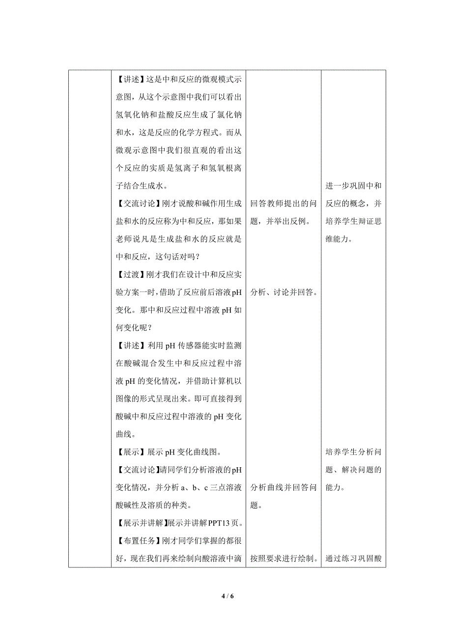 鲁教版九年级化学下册《酸碱中和反应》示范公开课教案_第4页