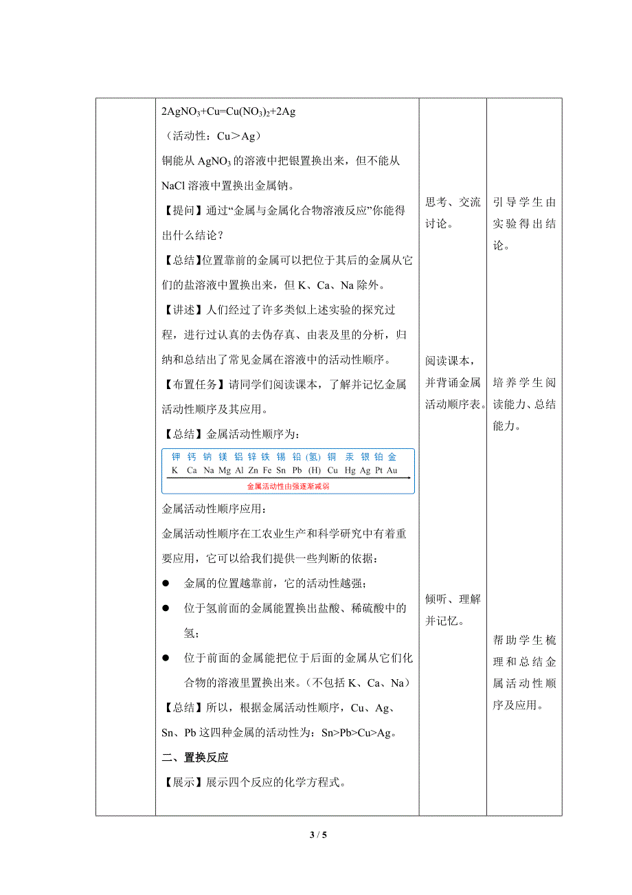 鲁教版九年级化学下册《金属的化学性质》第2课时示范公开课教案_第3页