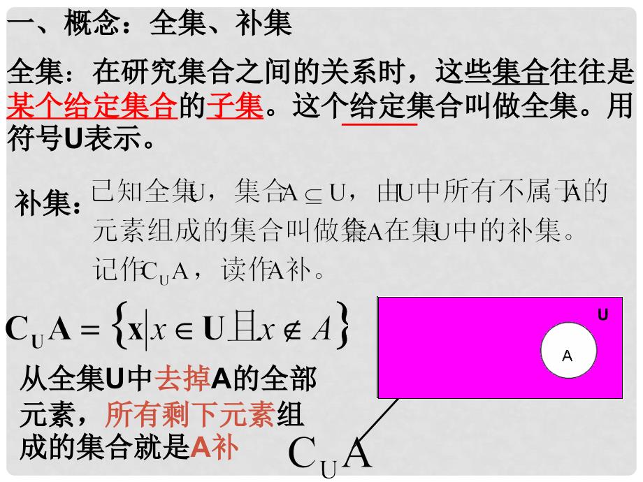 高一数学上册 第1章 集合和命题 1.3 集合的运算（3）补集课件 沪教版_第2页