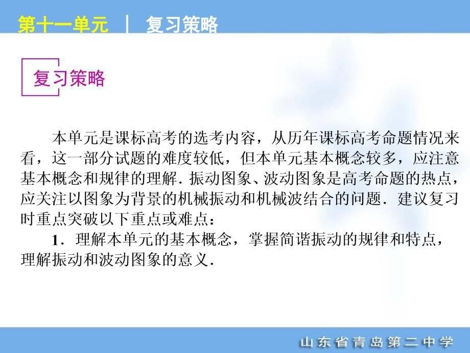 高考专题复习第单元机械振动与机械波物理山东科技版福建专用_第5页