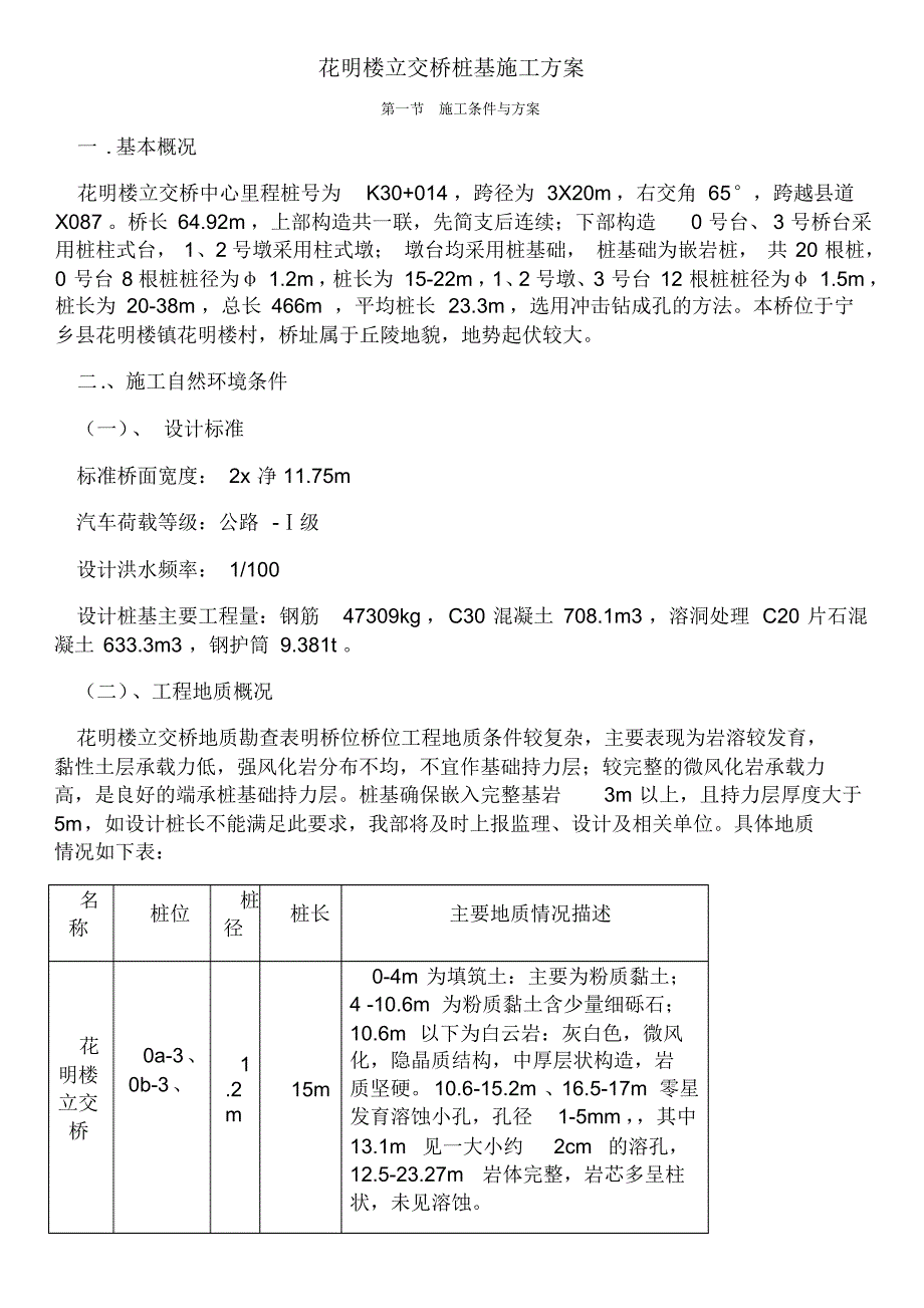 花明楼立交桩基础施工方案已改版_第1页