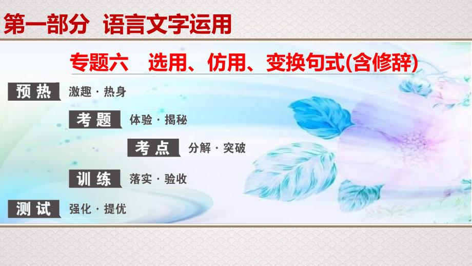 (新高考)高考语文一轮复习课件专题6　选用、仿用、变换句式(含修辞）_第1页