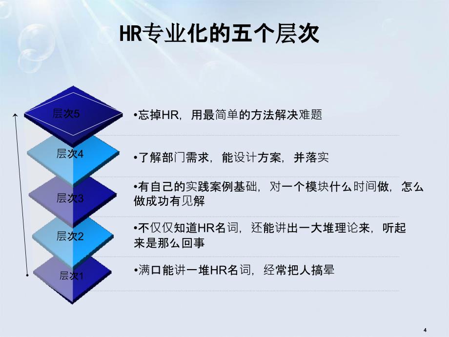 经典实用有价值的企业管理培训课件HR的专业化的五个层次的经验分享_第4页