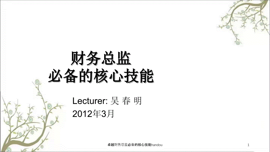 卓越财务总监必备的核心技能handou课件_第1页