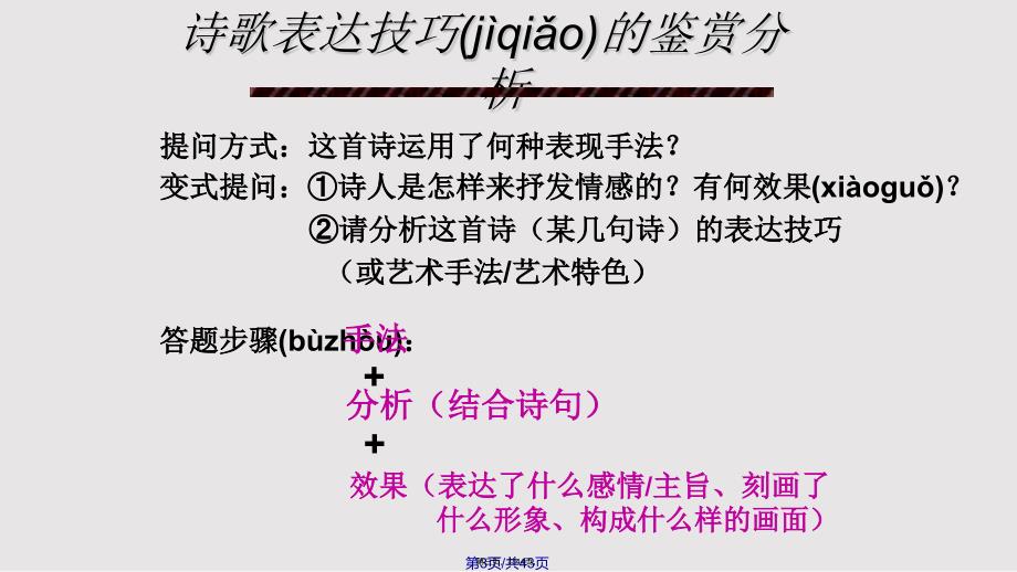 2015高考语文全国通用总复习鉴赏诗歌的表达技巧共43张ppt课件实用教案_第3页