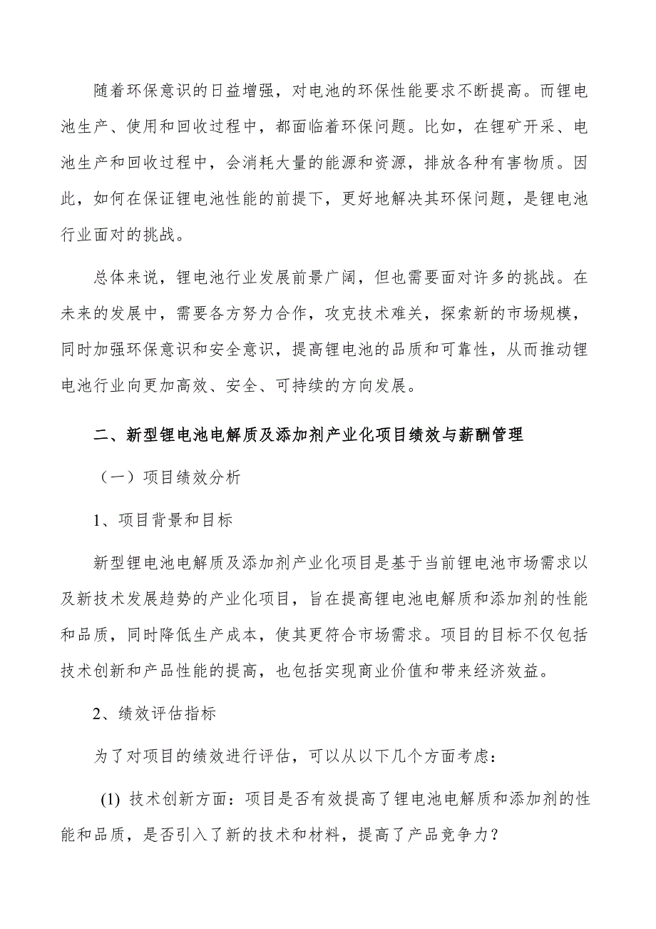 新型锂电池电解质及添加剂产业化项目绩效与薪酬管理_第3页