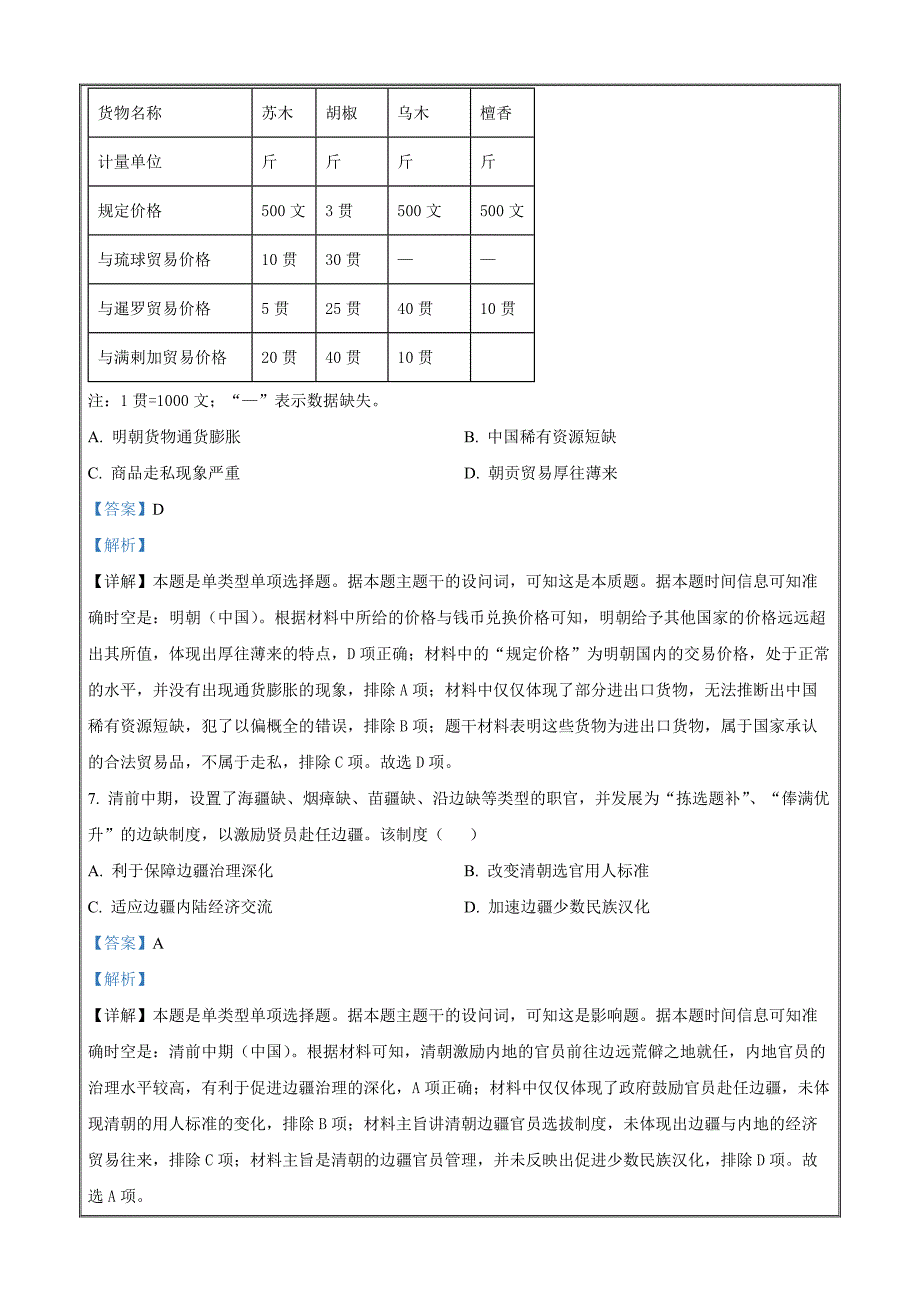 安徽省示范高中培优联盟2022-2023学年高二下学期春季联赛历史 Word版含解析_第3页